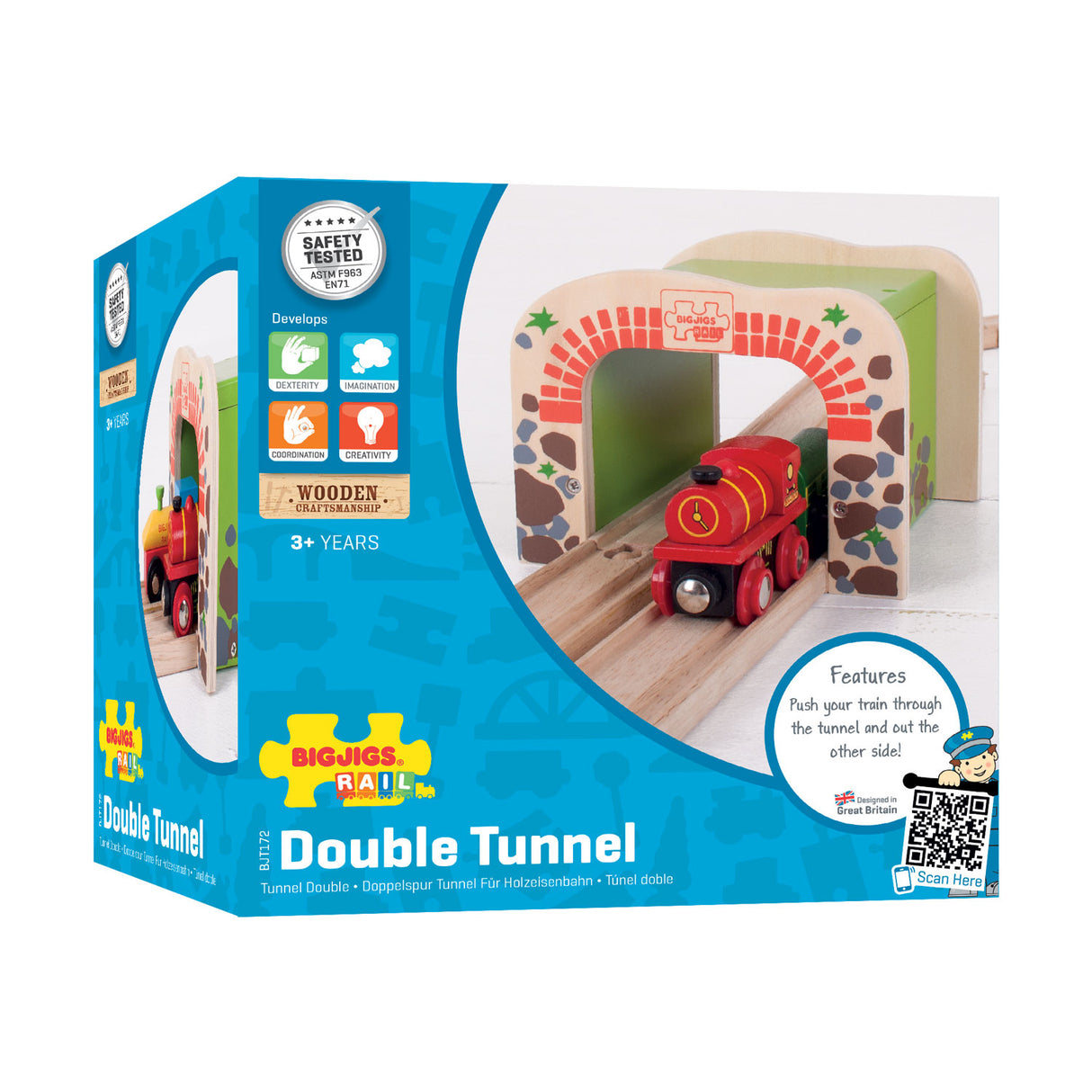 Bigjigs Wooden Rails Double -Track Tunnel