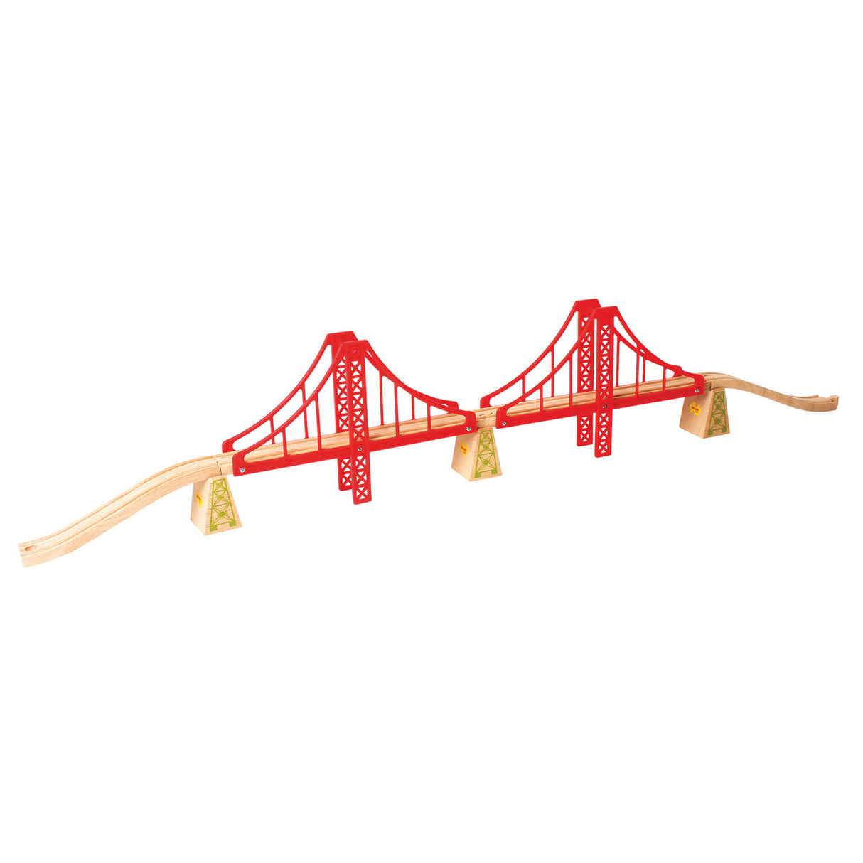 Bigjigs wooden rails double suspension bridge, 7dlg.