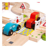 BigJigs Wooden Road and Train Set venkov, 80DLG.