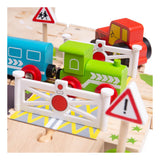 BigJigs Wooden Road and Train Set venkov, 80DLG.