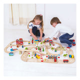 Bigjigs houten treinbaan en autoweg set, 105-delig