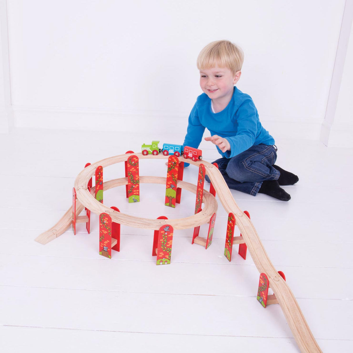 Bigjigs Wooden Rails Expansion Set di viadotto, 27dlg.