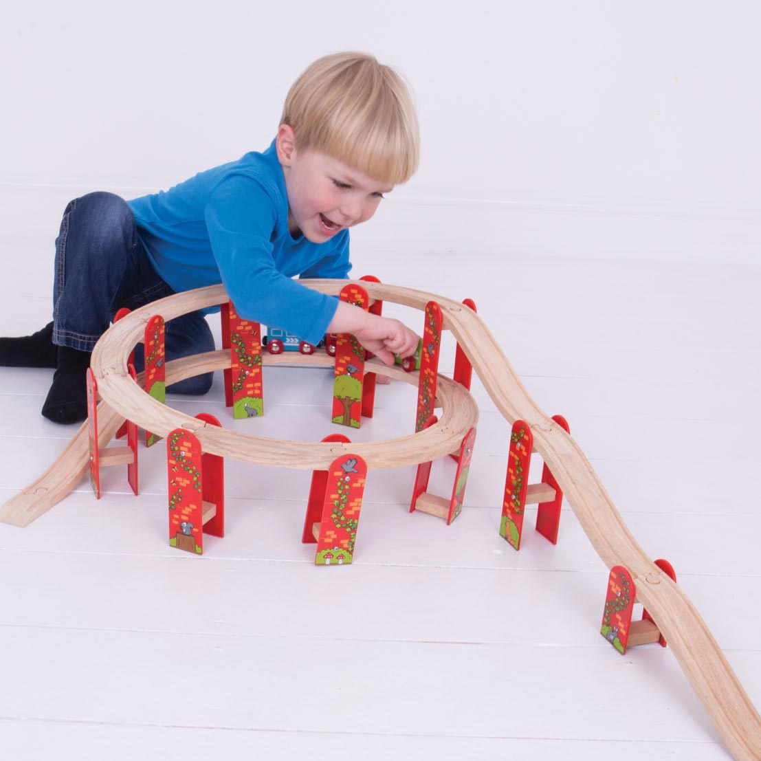 Bigjigs wooden rails viaduct expansion set, 27dlg.