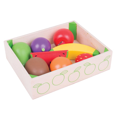Bigjigs houten kistje met fruit, 9dlg.