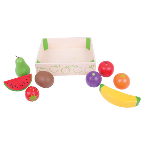 Bigjigs houten kistje met fruit, 9dlg.