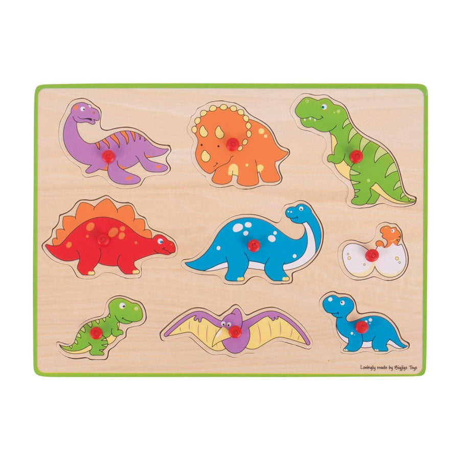 BigJigs Wooden Nick Puzzle Dinos, 9dlg.