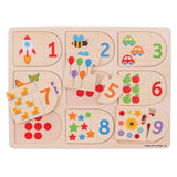 Bigjigs toys bigjigs houten leerpuzzel getallen, 18dlg.