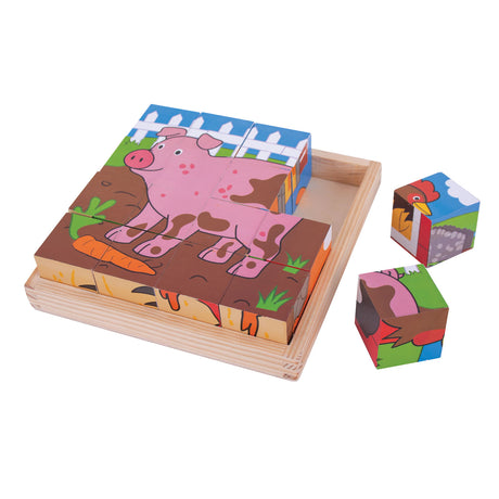Bigjigs houten blokpuzzel boerderijdieren