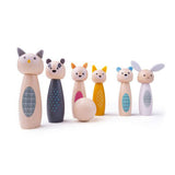 Simply scandi bigjigs toys - kegelspel 'bosdieren' - hout speelgoed - houten kegelspel - 7-delig