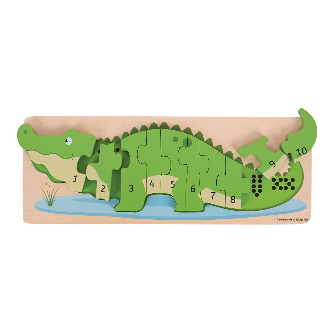 Bigjigs Holz Tel Puzzle Krokodil, 10st.