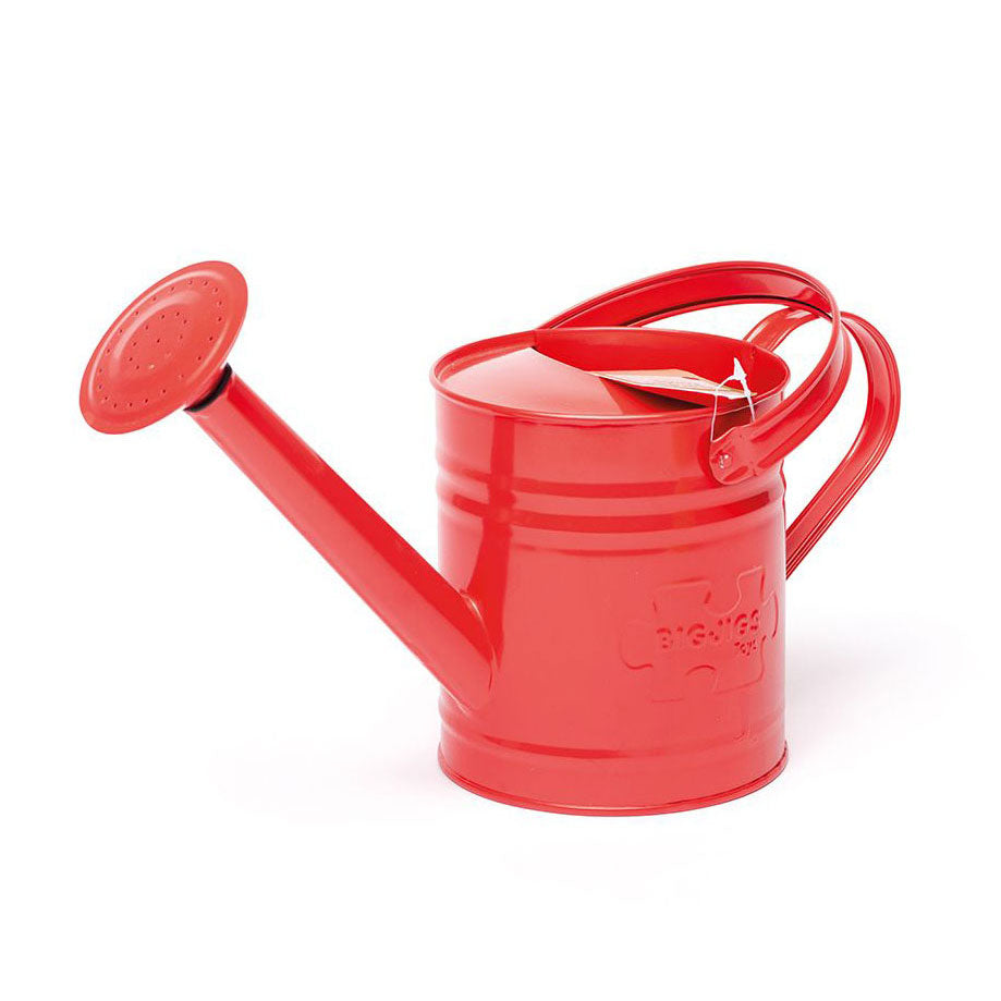 Bigjigs red metal watering can