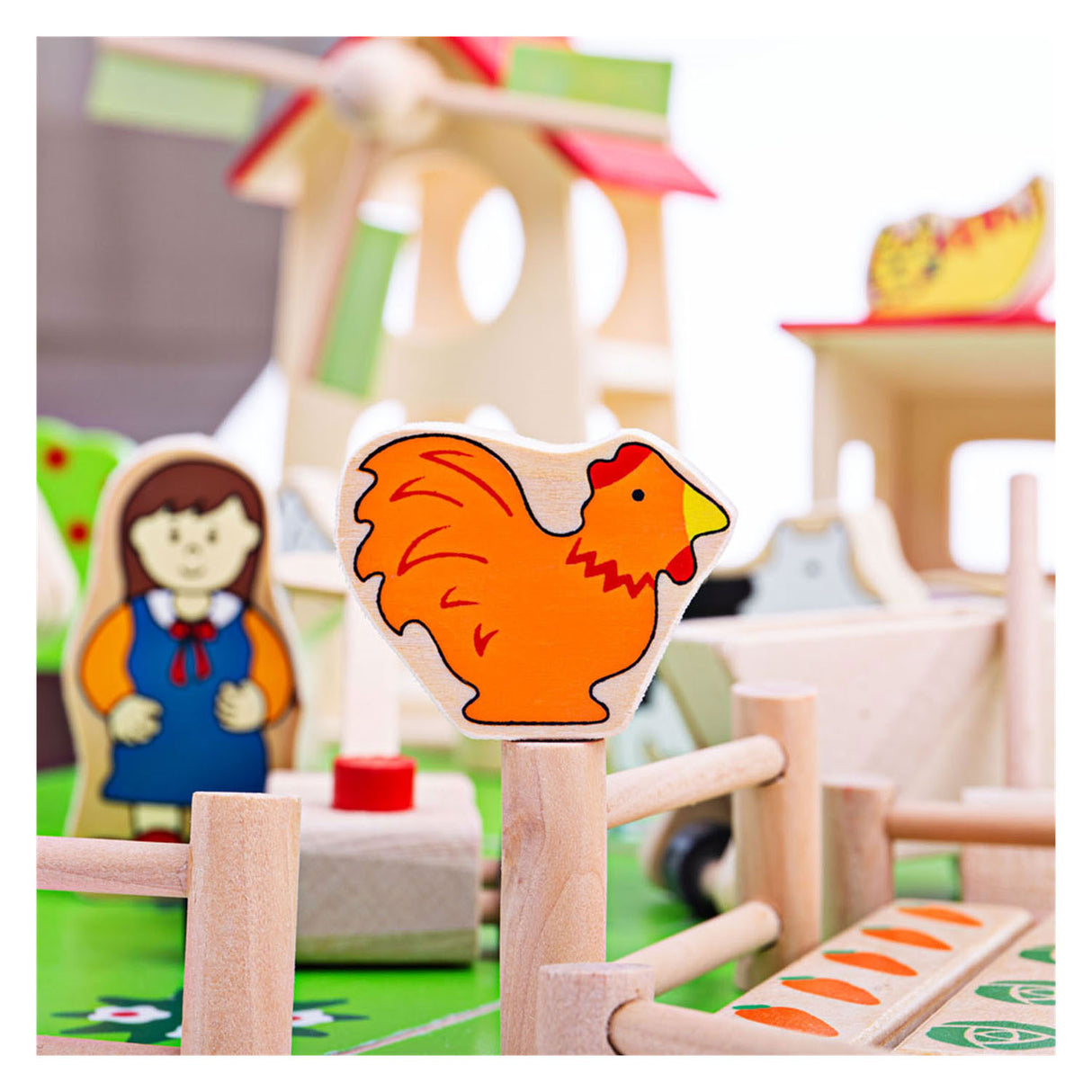 Bigjigs Holzspielfarm mit Accessoires, 48dlg.