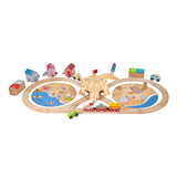 Bigjigs Wooden Train Set Coast Sea Coast Up, 70dlg.