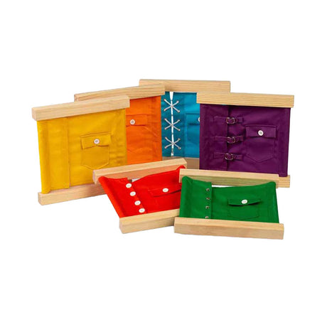 Bigjigs houten sluitingen- en knopenframes, 6dlg.