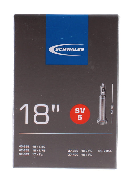 Schwalbe Tubo interior SV5 18 pulgadas 37 47-355-400 SV 40 mm