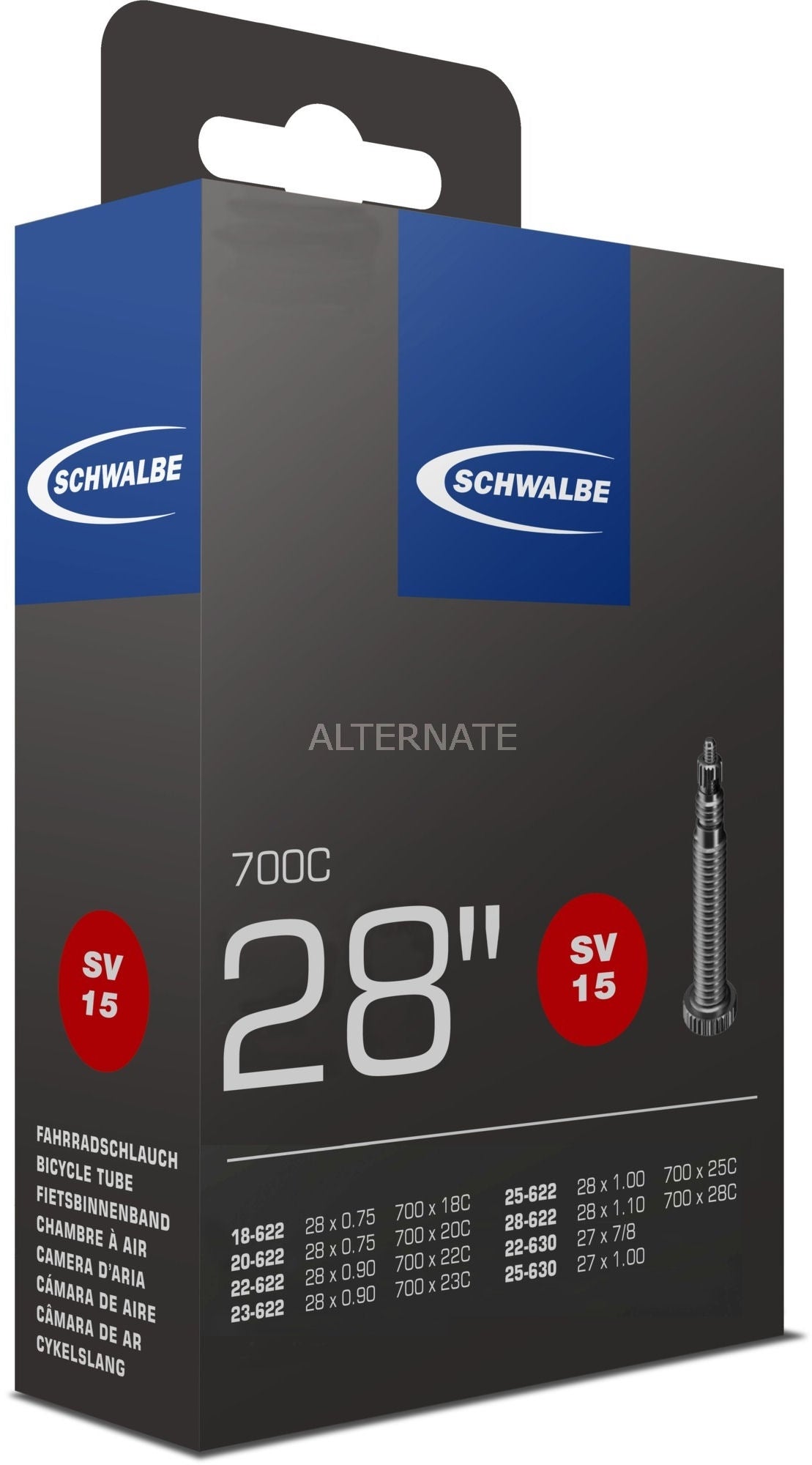 Schwalbe notranja cev 27 28 x 0,75 1,10 (18 28-622 630) FV 50 mm