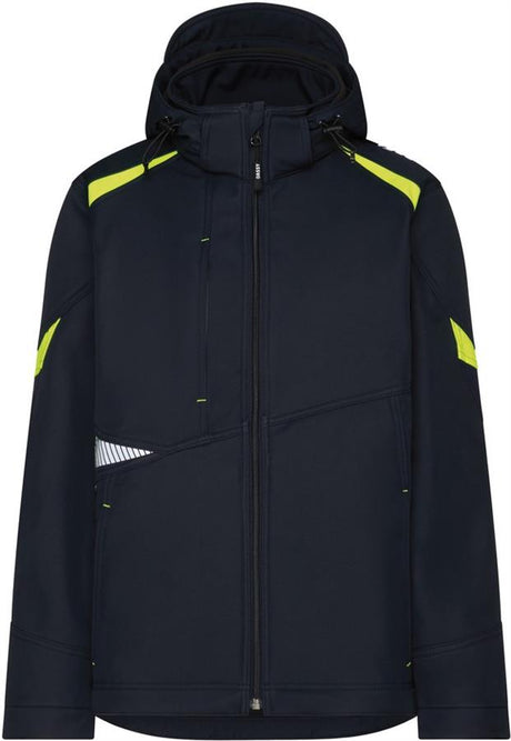 Dassy softshell kalama polyester nachtblauw fluogeel xl