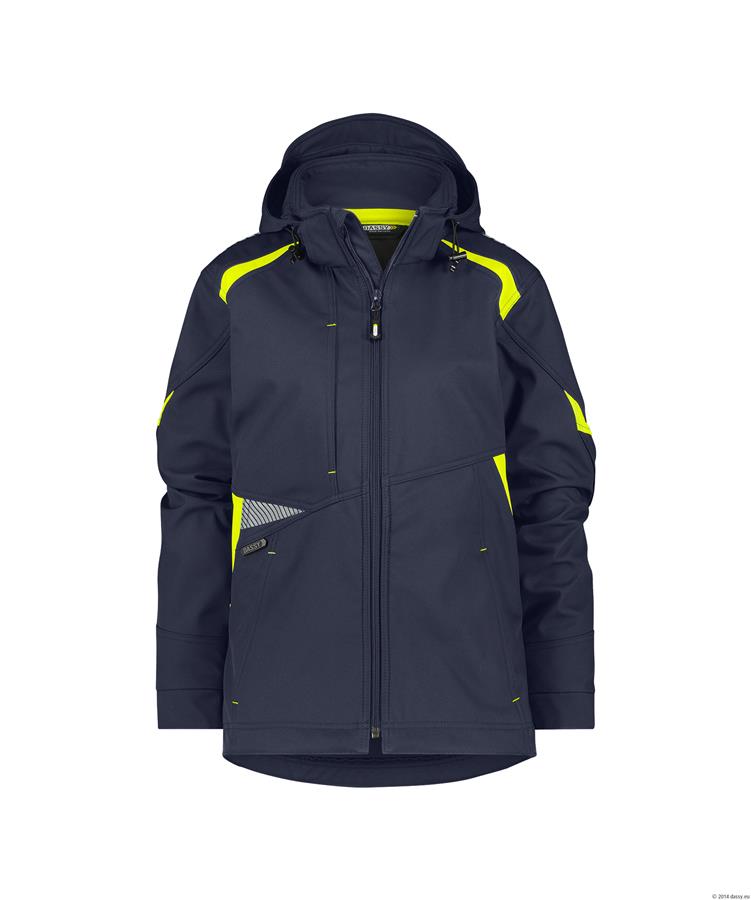 Dassy softshell kalama women polyester nachtblauw fluogeel xl