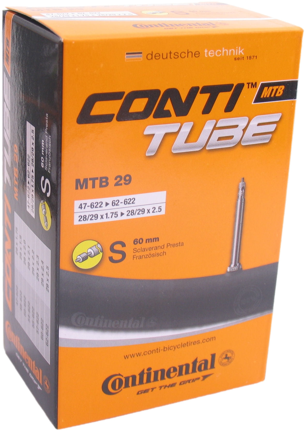 Tube intérieur continental MTB SV19 28 29 pouces 47 62-622 SV 60 mm