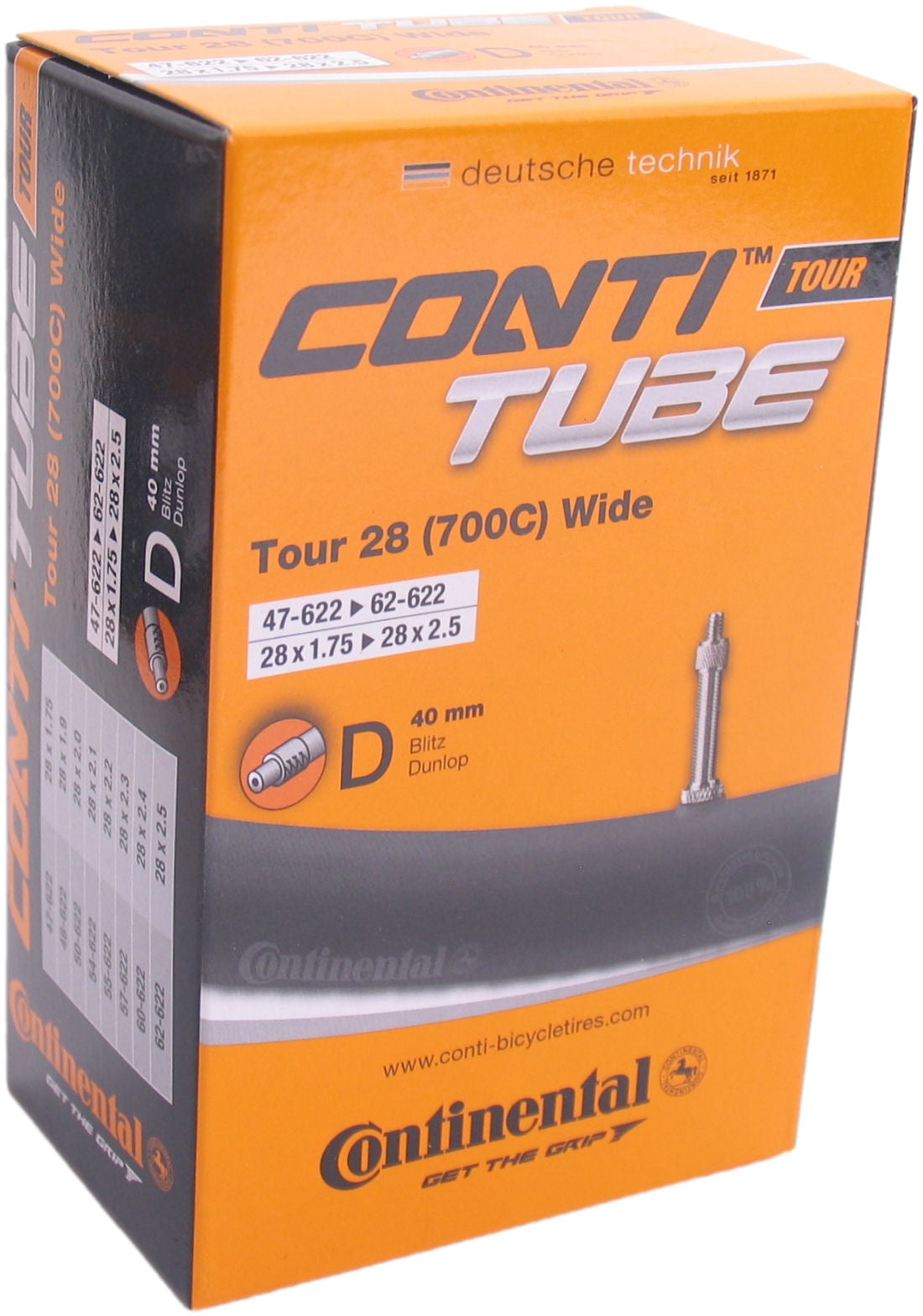 Continental Inner Tube DV19 Tour bred 28 tum 47 62-622 DV 40 mm