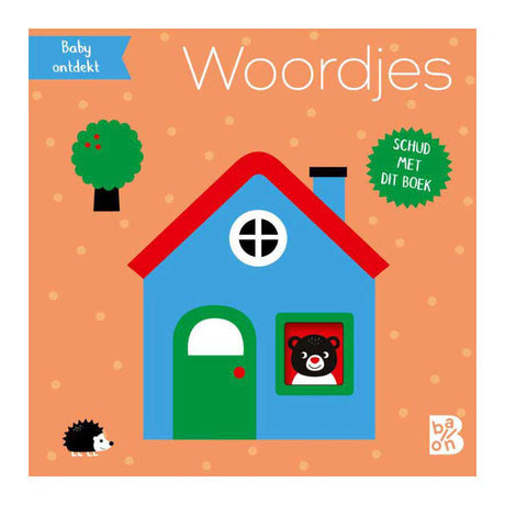 Standaard uitgeverij mini schudboekje met rammelaar - woordjes