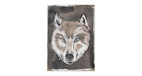 Linen wall art wolf 21x30x2.5cm multi