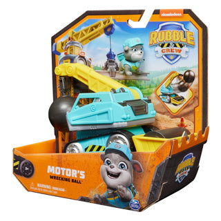 Rubble crew - motor's wrecking ball-speelgoedauto met speelfiguur en beweegbare onderdelen - paw patrol speelgoed