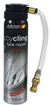 Motip Cycling Pneu Reparatur 75ml. 75ml. Gëeegent fir Noutfallfaart op Pneuen ze droen.