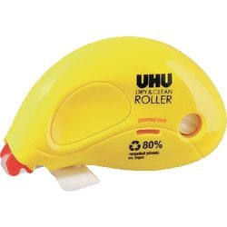 Uhu dry clean roller 6,5mm x 8,5m permanent geel