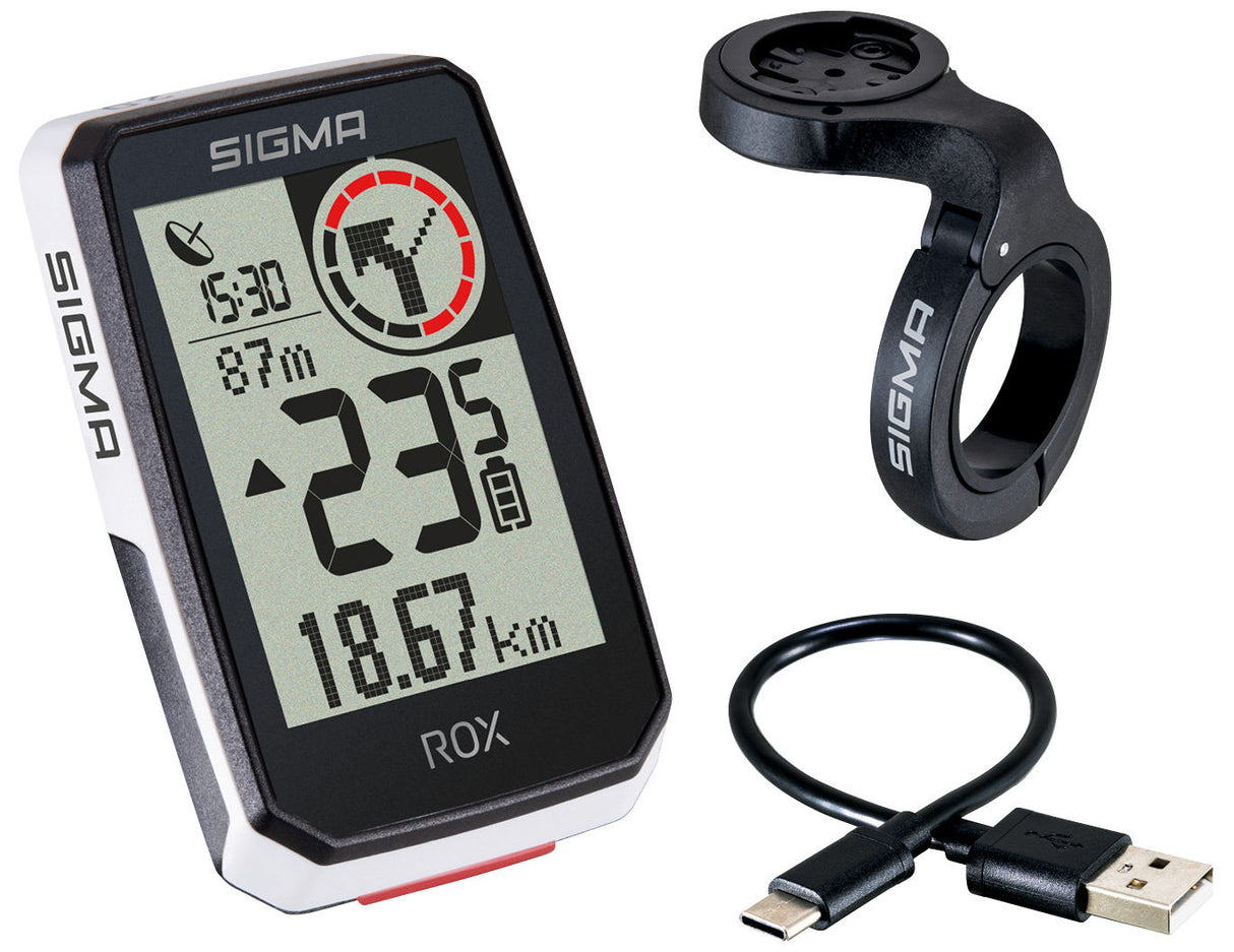 SIGMA ROX 2.0 GPS SW White Overclamp řízení řízení + USB-C nabíjecí kabel