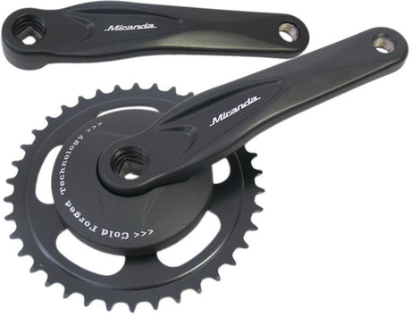 Miranda Crankkel Alfa 1 38T, Crank length 170mm. Black, aluminum, Spieloos. disc