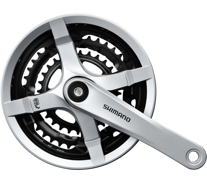 Shimano Crankset 6 7 8 Speed ​​Tourney FC-TY501 with 170mm Crank arm 48 x 38 x 28T with chain screen silver