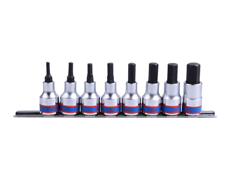 King tony set van imbus stopcontacten 3 8 8cz. h3-h12 chroom rail, blister