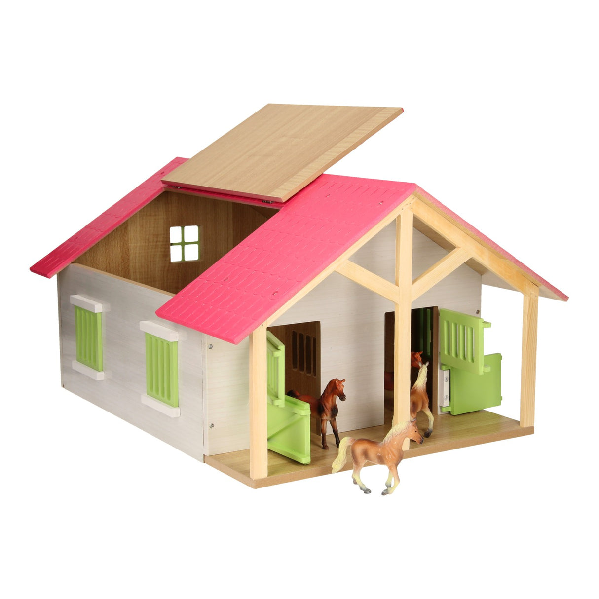 Kids Globe Horse Stable Pink con 2 scatole e archiviazione, 1:24