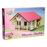 Kids Globe Horse Stable Pink con 2 scatole e archiviazione, 1:24