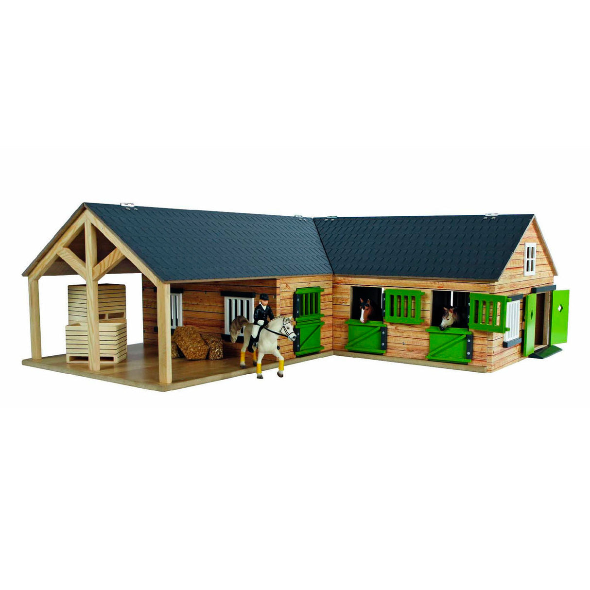 Kids Globe Globe Globe Horse Corner Stable con 3 scatole e spazio di archiviazione 1:24