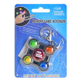 Brain games memory game sleutelhanger met licht en geluid 5x5cm