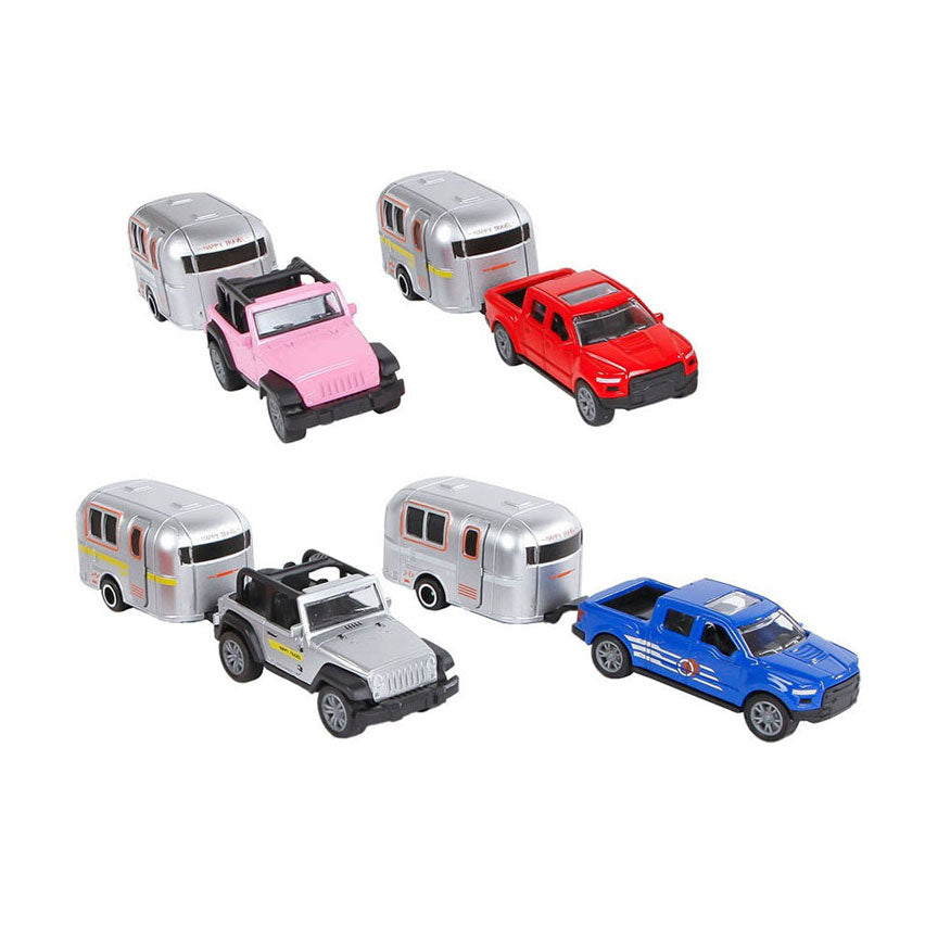 2-play Die-Cast Pull Back Car with Caravan