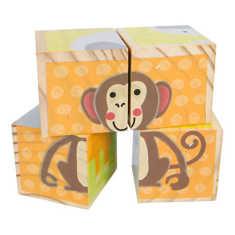 Toys amsterdam blokkenpuzzel dieren junior hout 10 cm 4-delig