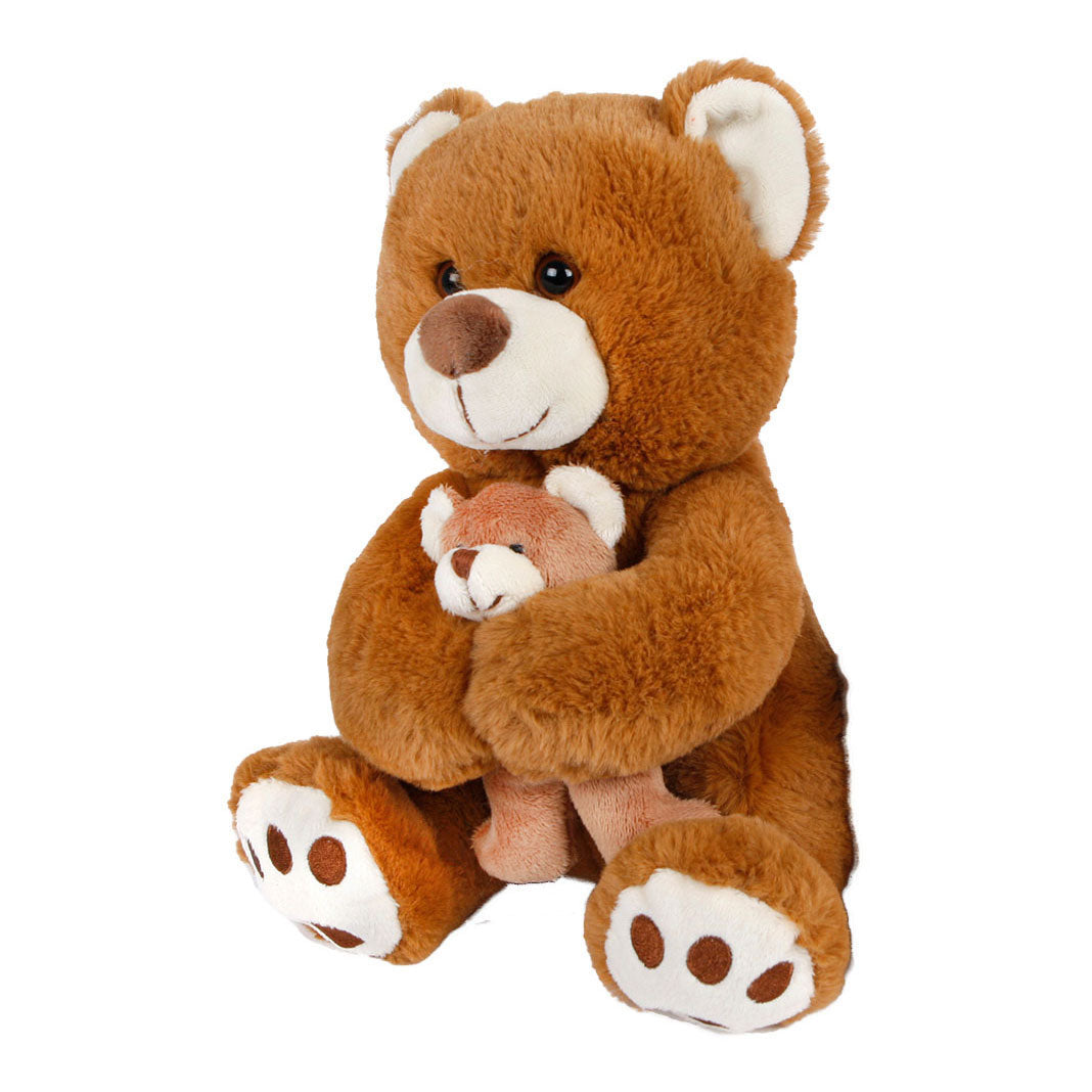 Take Me Home Knuffel Beer met Baby Pluche Bruin, 25cm