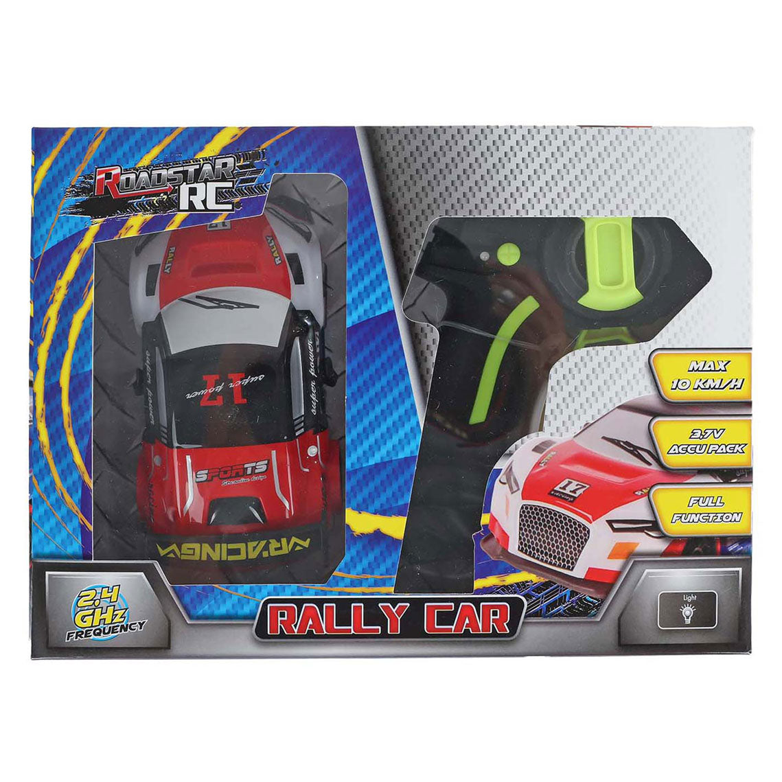 RC Roadstar Controllable rally car with light 2.4GHz red, 13 cm