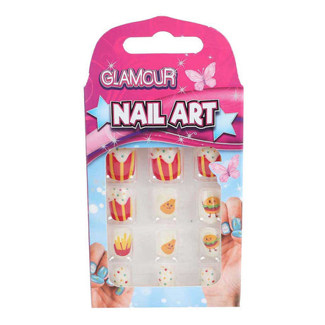 Glamour kunstnageltjes 12stuks 3ass 10cm