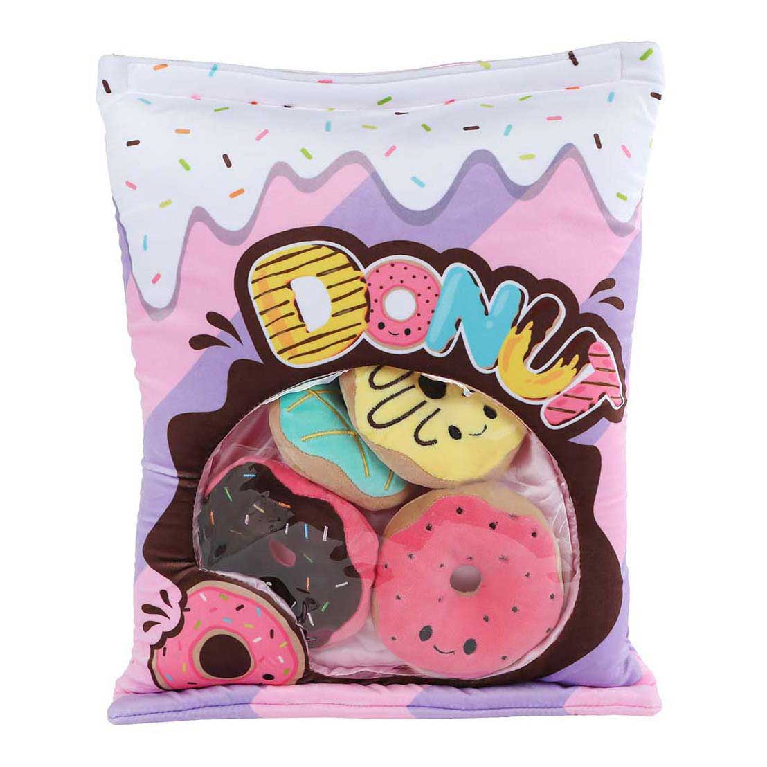 Fluffy menu pluche met 4 donuts - 40cm