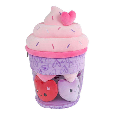 Fluffy menu pluche ijsje met 4 hartjes - 36cm