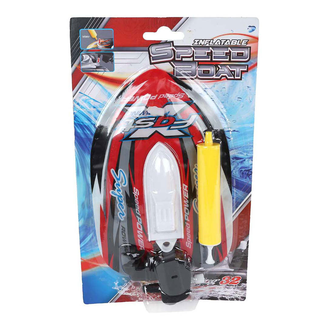 Speedboot opblaasbaar met pomp en opwindfunctie 17cm 3 assorti