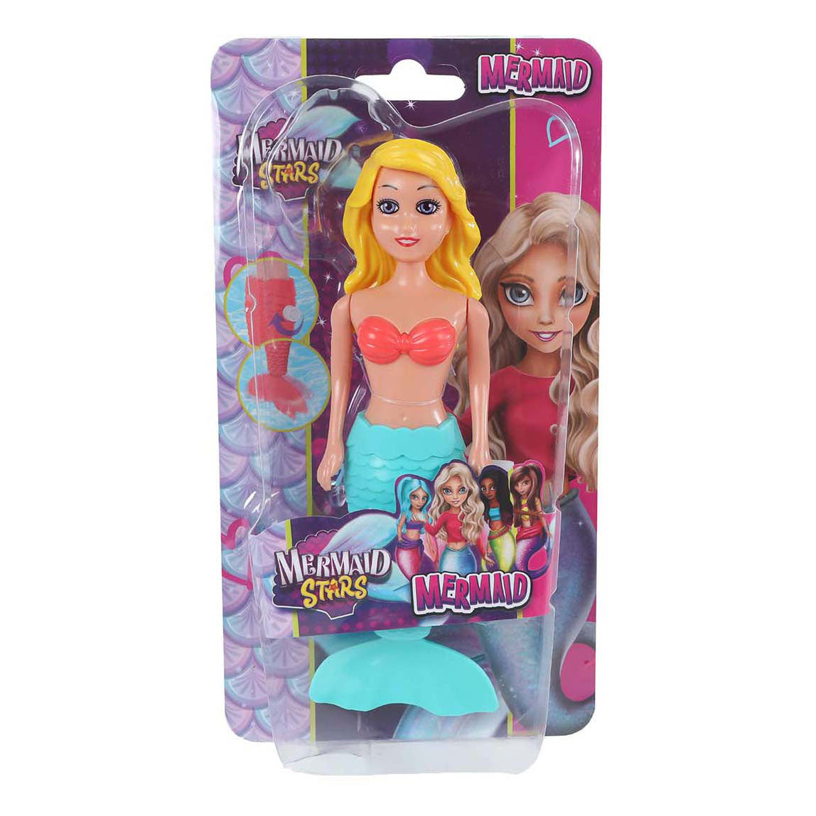 Mermaid stars zeemeermin met opwindfunctie 18,5cm 6 assorti