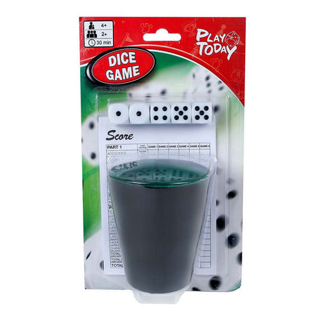 Playtoday dobbelspel met beker en 5 dobbelstenen 9x14x23cm