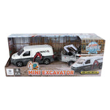 Kids globe vw transporter met minigraver die cast pull back 27cm