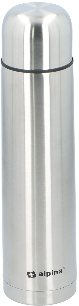Alpina thermosfles - dubbelwandig - 1000 ml - incl. beker - roestvrij staal