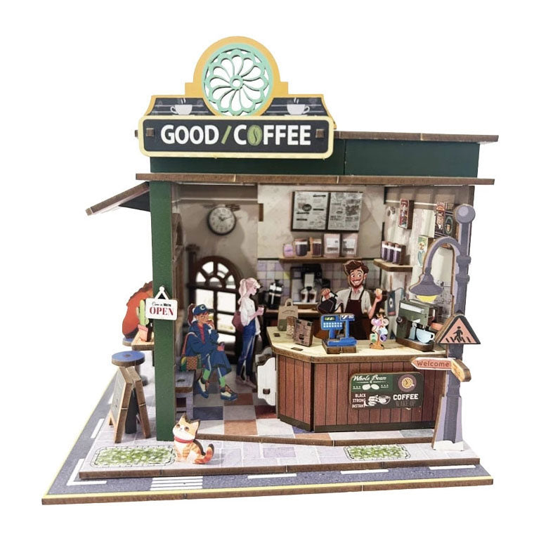 Woodworks houten bouwpakket coffee shop met licht - 138dlg.